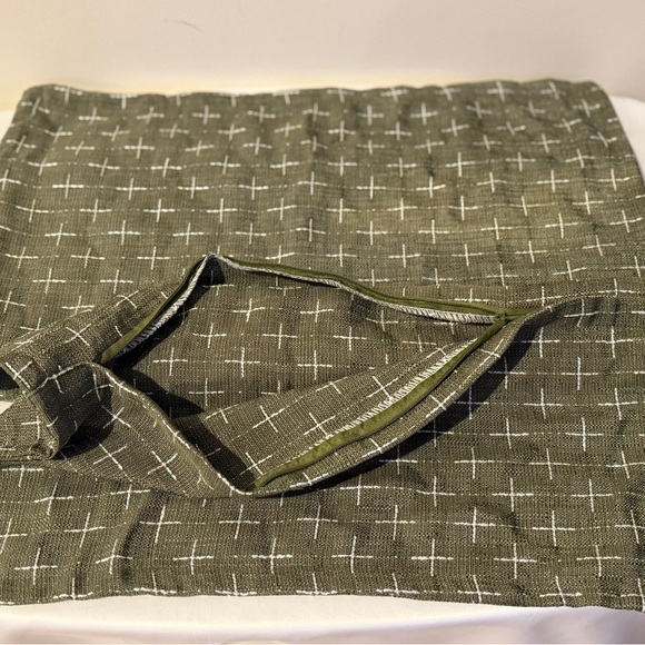 Olive Green Throw Pillows with Cross Stitch Pattern 20x20 - Picture 5 of 6